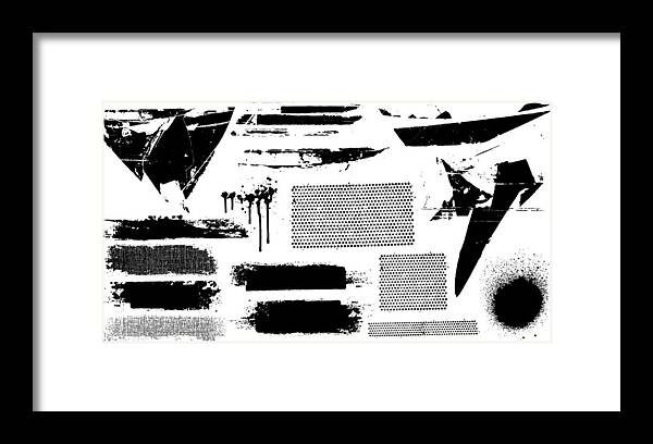 Art Framed Print featuring the drawing Black grunge marks by Enjoynz
