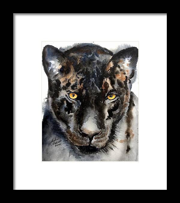 Black Jaguar Framed Print featuring the painting Black Jaguar by Michal Madison