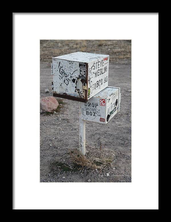 Area-51 Framed Print featuring the photograph Black Mailbox Extraterrestrial Highway by Custom Aviation Art