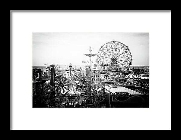 United States Framed Print featuring the photograph Black Manhattan Series - Vintage Coney Island by Philippe HUGONNARD
