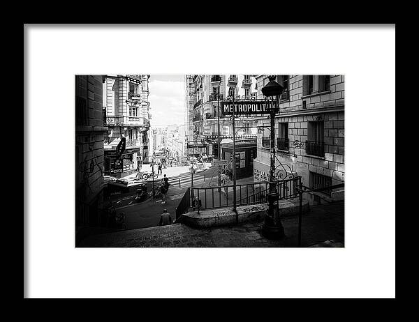 France Framed Print featuring the photograph Black Montmartre Series - Paris Metropolitain by Philippe HUGONNARD