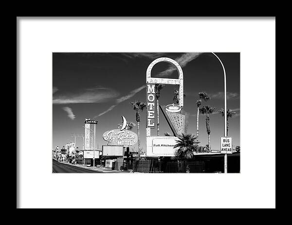 Nevada Framed Print featuring the photograph Black Nevada Series - Vegas Motels by Philippe HUGONNARD