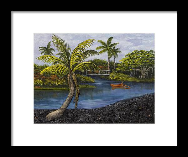Landscape Framed Print featuring the painting Black Sand Beach by Darice Machel McGuire