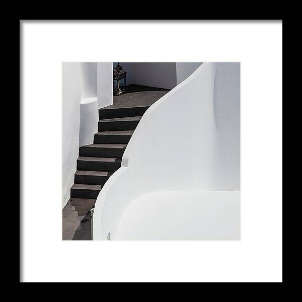 Greece Framed Print featuring the photograph Black Staircase by Evgeni Dinev
