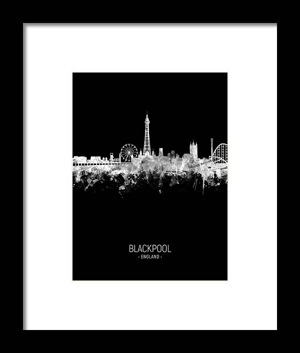 Blackpool Framed Print featuring the digital art Blackpool England Skyline #81 by Michael Tompsett