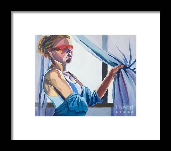 Conceptual Framed Print featuring the painting Blindfold by Angelique Bowman