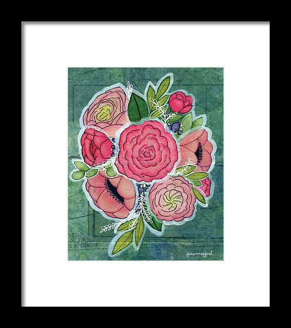 Mixed Media Framed Print featuring the mixed media Blissful Bouquet by Julie Mogford