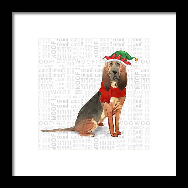 Bloodhound Framed Print featuring the digital art Bloodhound Christmas Dog by Doreen Erhardt