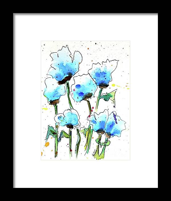 Blooming Framed Print featuring the painting Blooming in Blue 4 U by Eileen Kelly