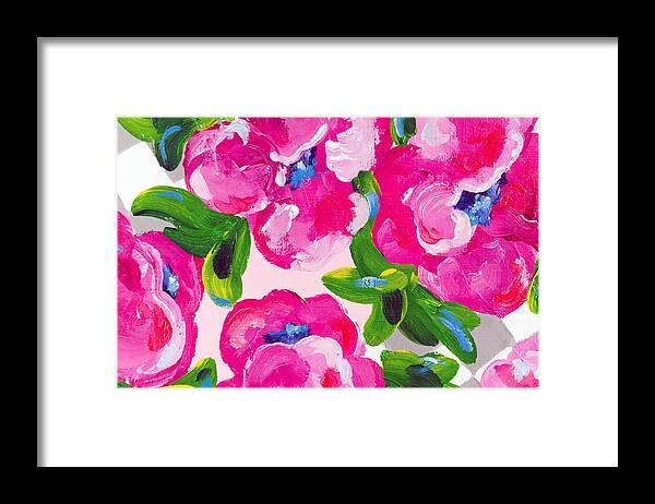 Abstract Flowers Framed Print featuring the painting Blossoming 2 by Beth Ann Scott