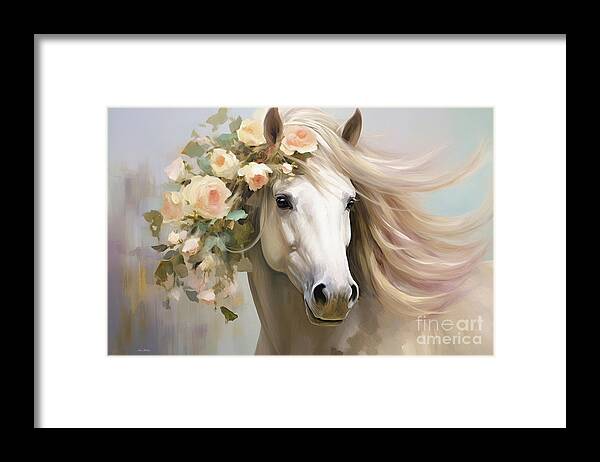 Horse Framed Print featuring the painting Blossoming Bride by Tina LeCour