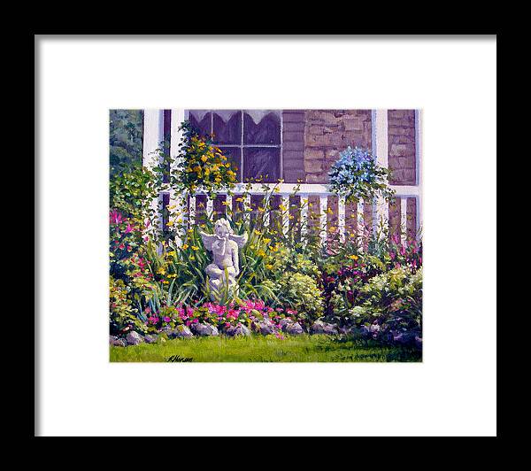 Garden Framed Print featuring the painting Blowing Kisses in the Garden by Rick Hansen