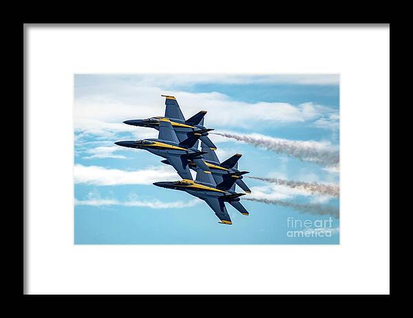 Jet Framed Print featuring the photograph Blue Angel Diamond Pattern In The Clouds by Beachtown Views