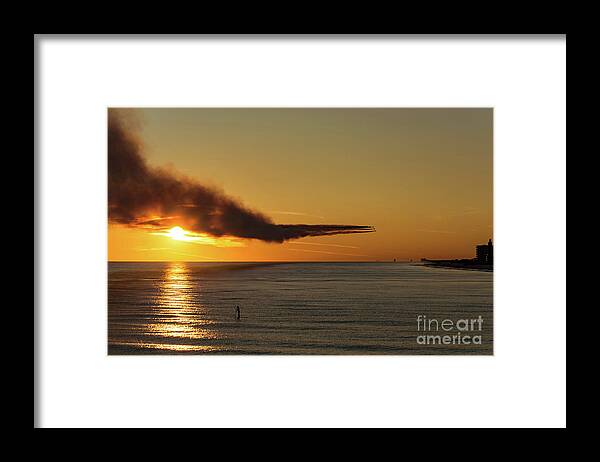 Blue Angels Framed Print featuring the photograph Blue Angels over Pensacola Beach at Sunset by Beachtown Views