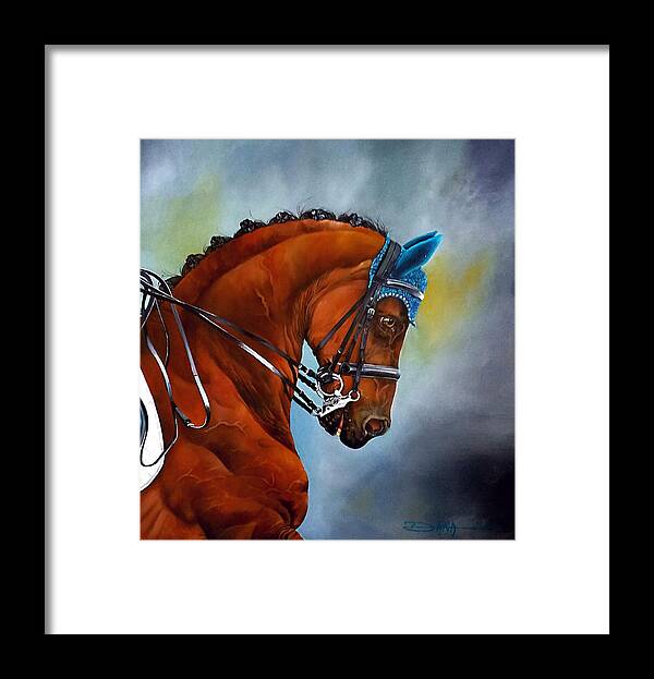 Horse Framed Print featuring the painting Blue Bonnette Deux by Dana Newman