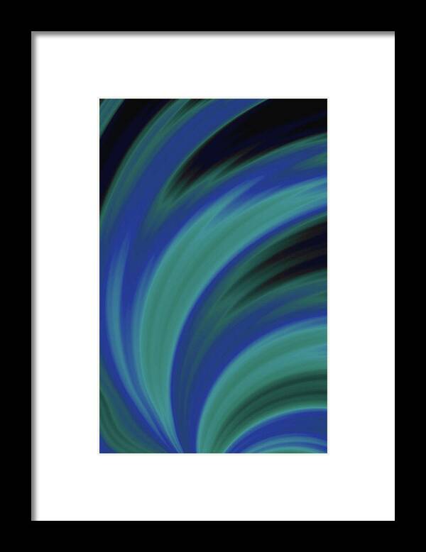 Abstract Framed Print featuring the digital art Blue Brush Strokes Minimalist Abstract by Shelli Fitzpatrick