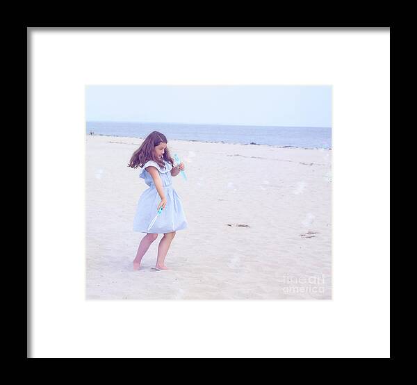 Girl Framed Print featuring the photograph Blue Bubbles by Theresa Johnson