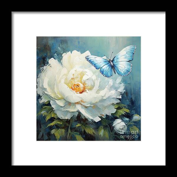 Blue Butterfly Framed Print featuring the painting Blue Butterfly Daydream by Tina LeCour