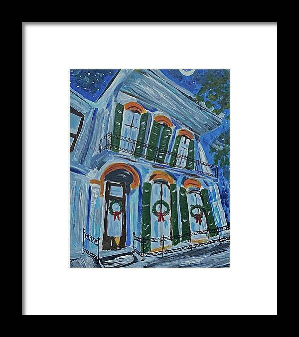 Cityscape Framed Print featuring the painting Blue Christmas by John Macarthur