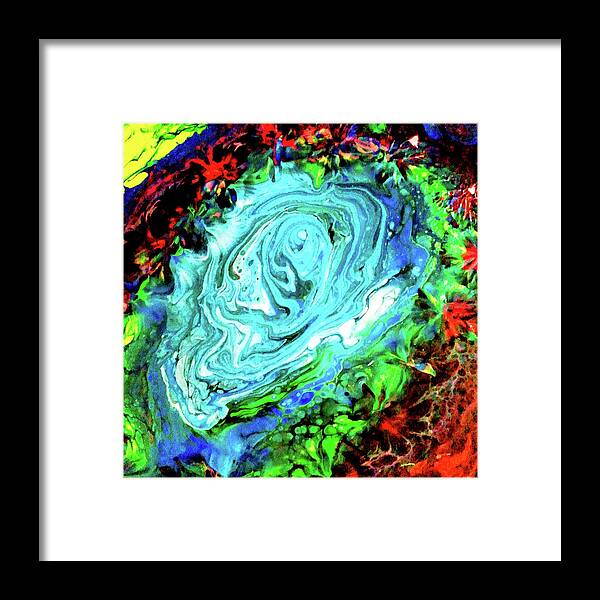 Core Framed Print featuring the painting Blue Core by Anna Adams