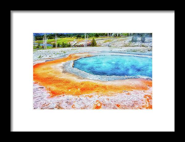Nature Framed Print featuring the photograph Blue Crested Pool at Yellowstone National Park by Tatiana Travelways