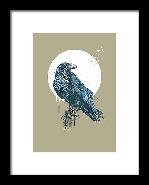 Crow Framed Print featuring the painting Blue Crow III by Balazs Solti