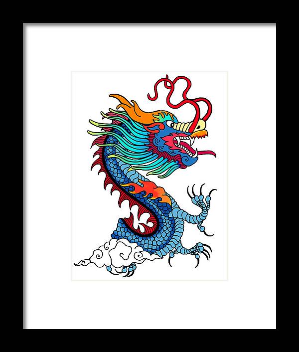 Blue Dragon Head Framed Print featuring the mixed media Blue Dragon Head by Anthony Seeker