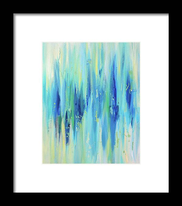 Abstract Framed Print featuring the painting Blue Frequencies by Maria Meester