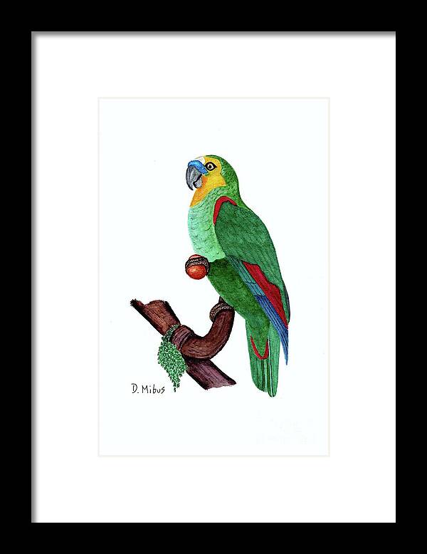 Blue Fronted Amazon Parrot Framed Print featuring the painting Blue Fronted Parrot Day 5 Challenge by Donna Mibus