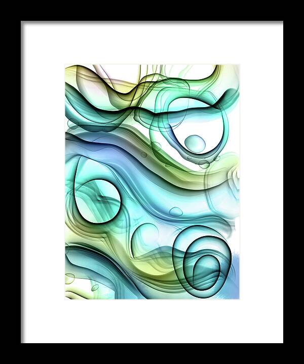 Blue Abstract Framed Print featuring the digital art Blue Green Flow by Peggy Collins
