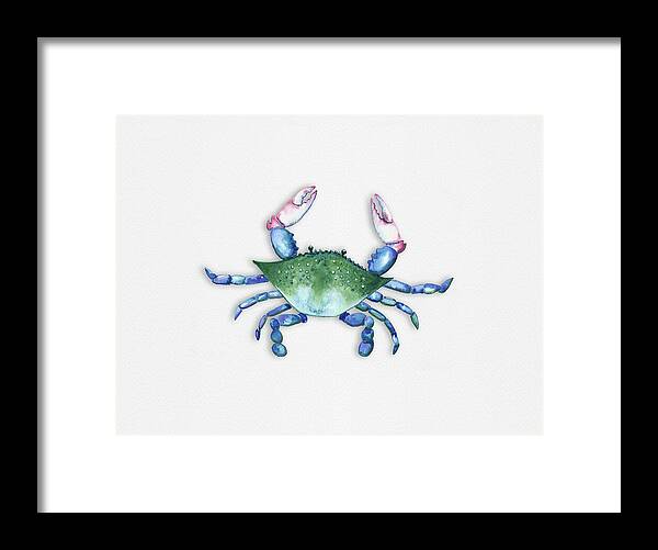 Crab Framed Print featuring the painting Blue, Green, Red Crab by Michele Fritz