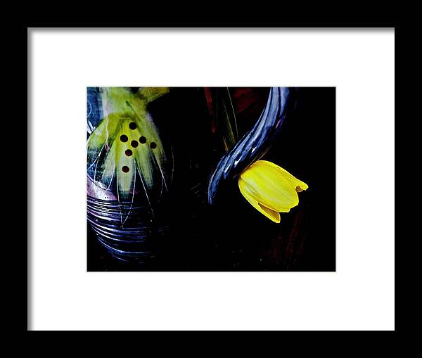Flower Framed Print featuring the photograph Blue Handle and Tulip by Alida M Haslett