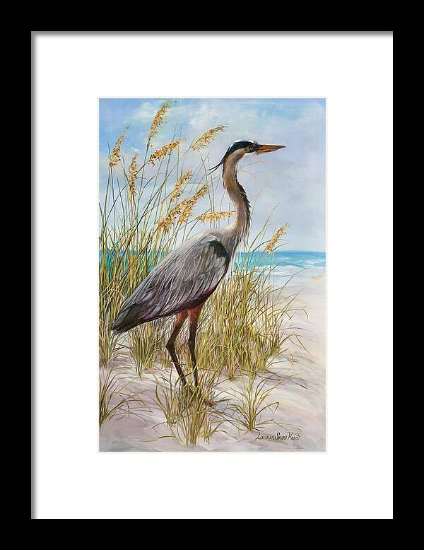 Blue Heron Framed Print featuring the painting Blue Heron II by Laurie Snow Hein