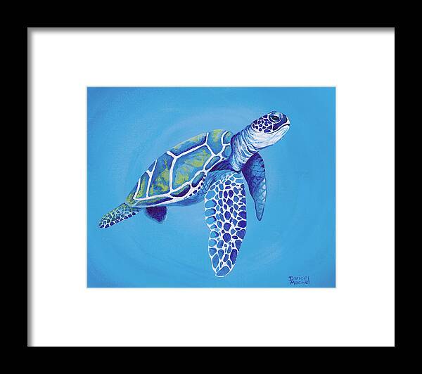 Hawaii Framed Print featuring the painting Blue Honu by Darice Machel McGuire