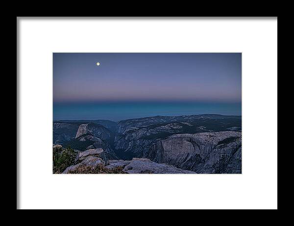 Landscape Framed Print featuring the photograph Full Moon Blue Hour at Clouds Rest by Romeo Victor