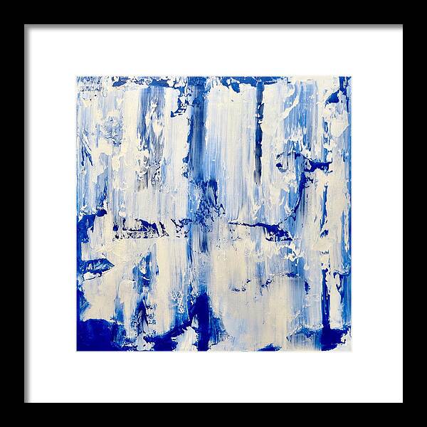 Abstract Art Framed Print featuring the painting Blue Ice by J Loren Reedy