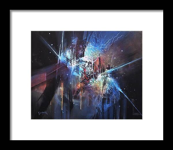 Blue Ice Framed Print featuring the painting Blue Ice by Tom Shropshire