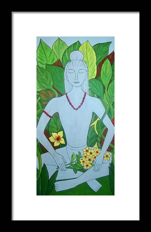 Buddha Framed Print featuring the painting Blue Idol by Stephanie Moore