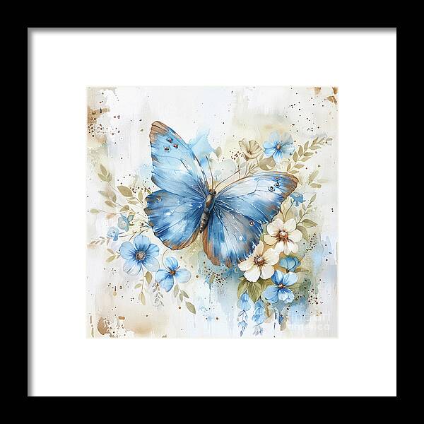 Butterfly Framed Print featuring the painting Blue Indigo Butterfly by Tina LeCour