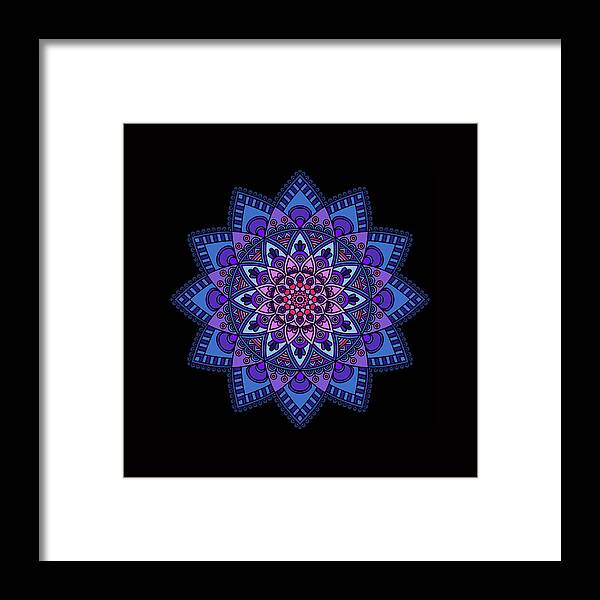 Digital Art Framed Print featuring the digital art Blue Lavender Spiral by G Lamar Yancy