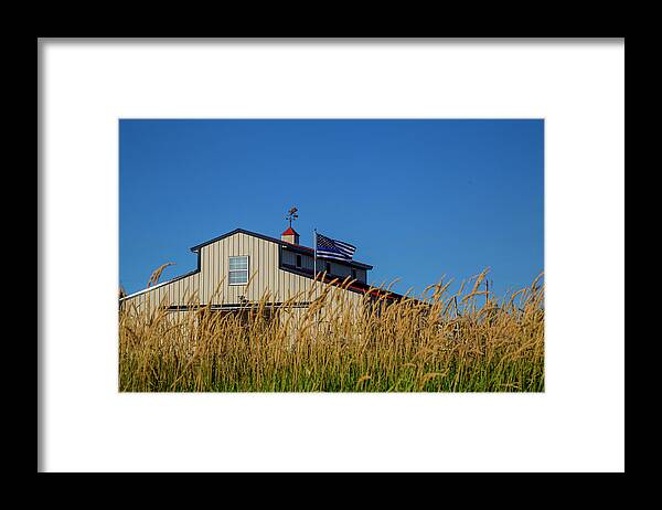 Police Framed Print featuring the photograph Blue Lives Matter Flag Over Barn by Dart Humeston