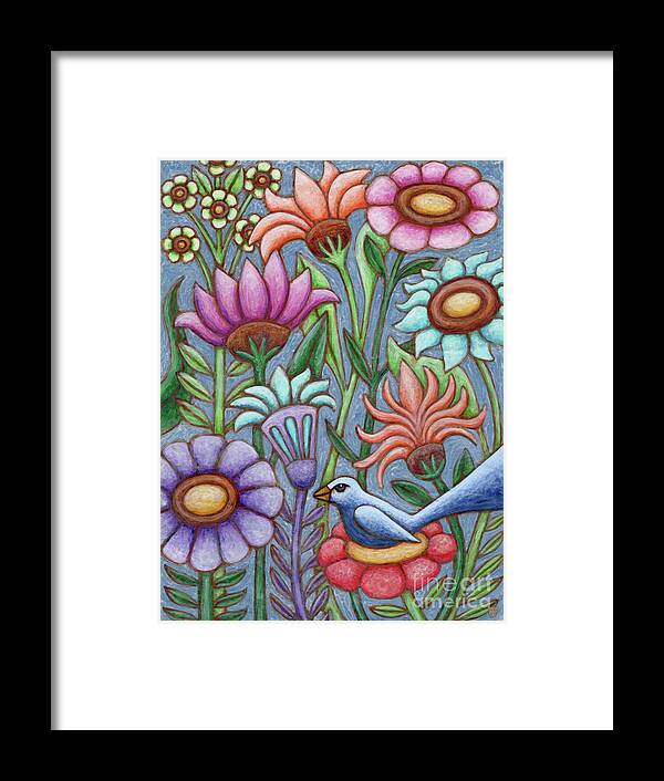 Bird Framed Print featuring the painting Blue Meadow Breeze by Amy E Fraser