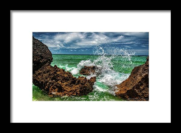 Rocks Framed Print featuring the photograph Blue Meets Green by Christopher Holmes