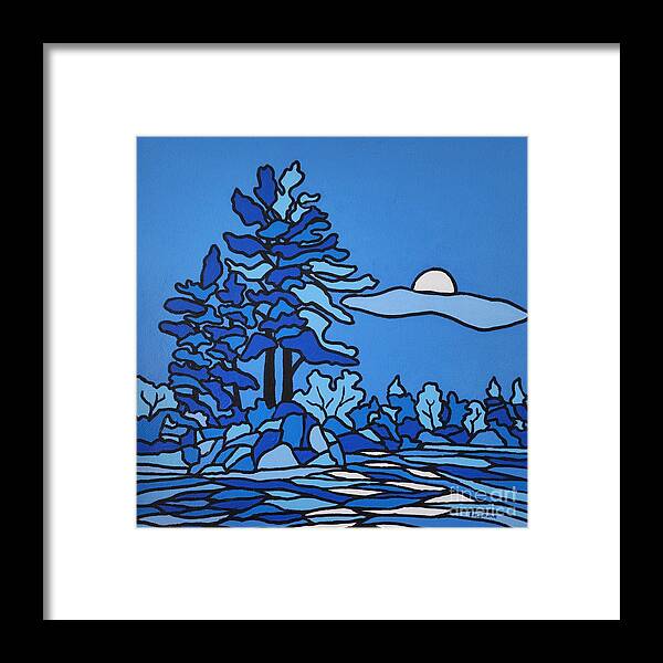 Trees Framed Print featuring the painting Blue Moon by Petra Burgmann