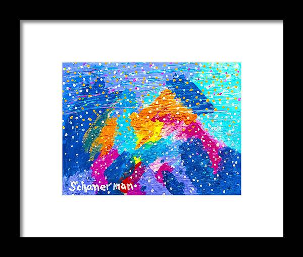 Original Painting Framed Print featuring the painting Blue Mountain Ablaze by Susan Schanerman