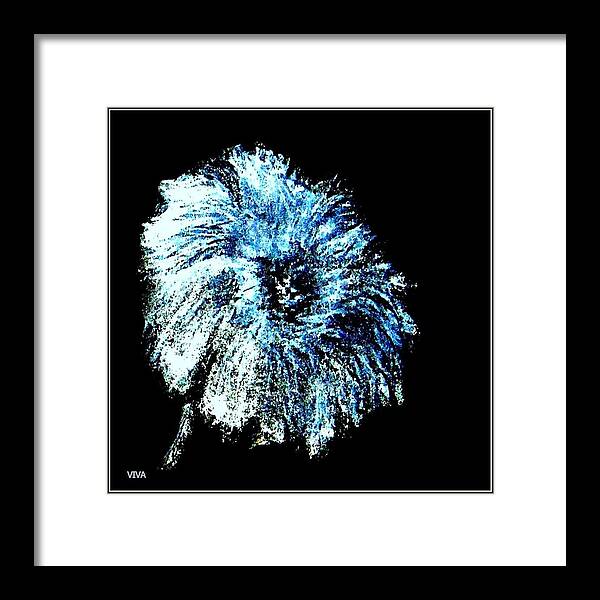 Blue Mum Framed Print featuring the drawing Blue Mum study by VIVA Anderson