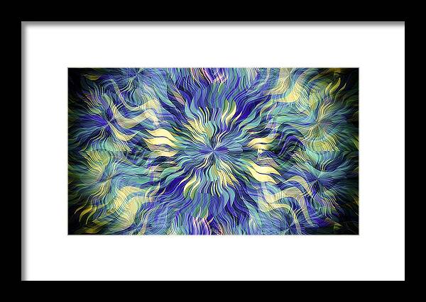 Blue Framed Print featuring the digital art Blue Plasma Sun by David Manlove