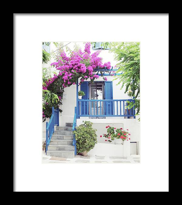 Greece Framed Print featuring the photograph Blue Porch by Lupen Grainne