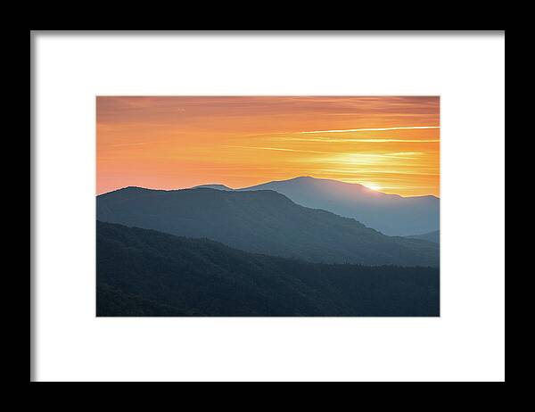Linville Gorge Framed Print featuring the photograph Blue ridge Mountains Linville Gorge Hawksbill Mountain North Carolina by Jordan Hill