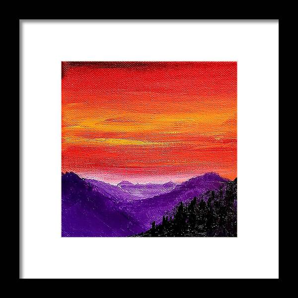 Landscape Framed Print featuring the painting Blue Ridge Sunset by Amy Kuenzie